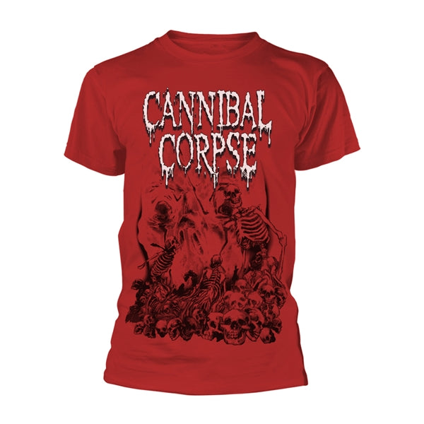 Cannibal Corpse Unisex T-Shirt: Pile Of Skulls 2018 (Red)