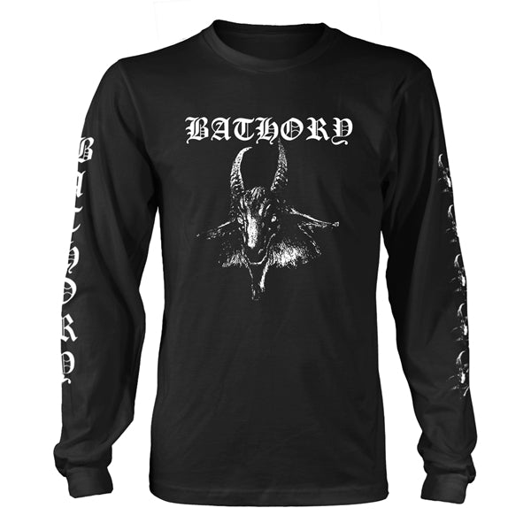 Bathory Unisex Long Sleeve T-Shirt: Goat (Black) (Back &amp; Sleeve Print)