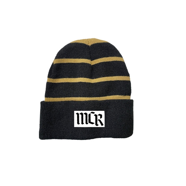 My Chemical Romance Unisex Beanie Hat: Logo Stripe (Black/Yellow Striped)