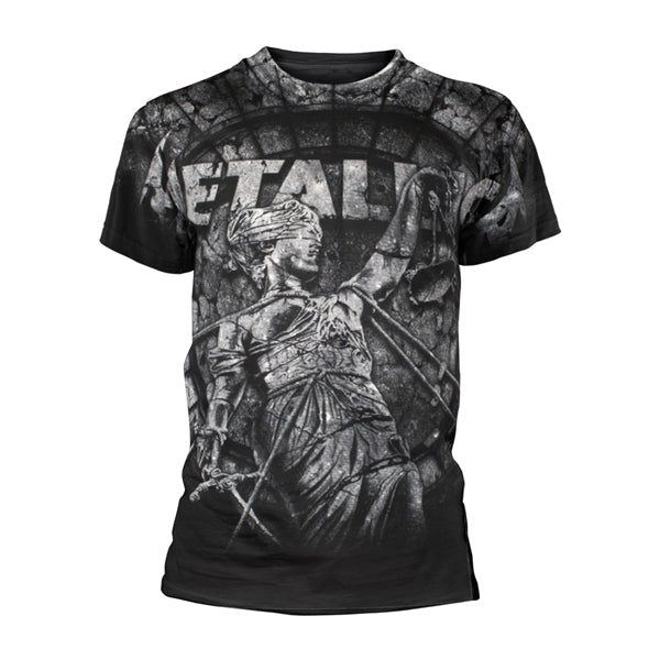 Metallica Unisex T-Shirt: Stoned Justice All Over (black/white/grey) (Back Print)
