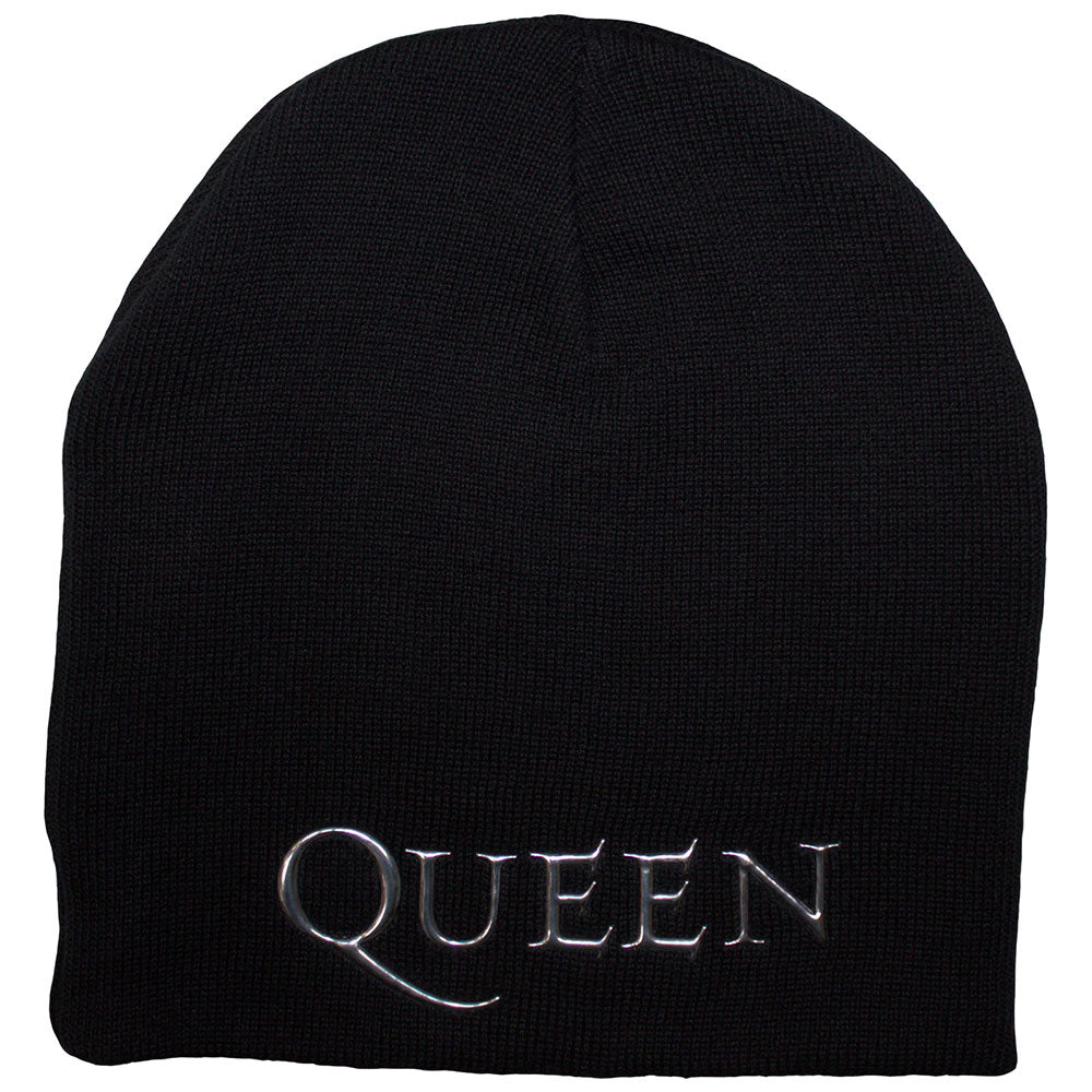 Queen Unisex Beanie Hat: Crest (Black) (Back Print)