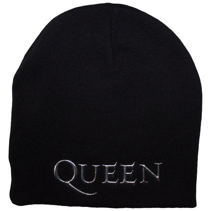 Queen Unisex Beanie Hat: Crest (Black) (Back Print)