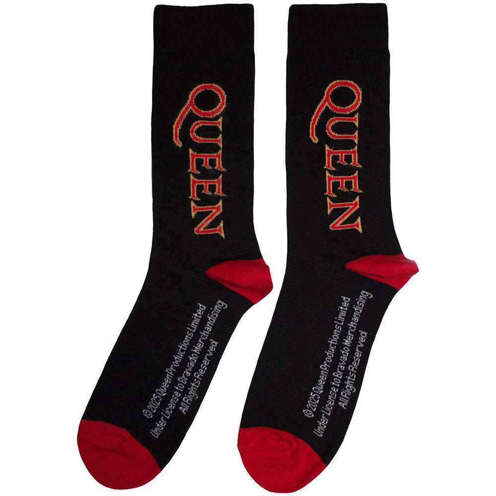 Queen Socks Queen Unisex Ankle Socks: Red Logo Vertical (Black) (UK Size 6 - 11 ...