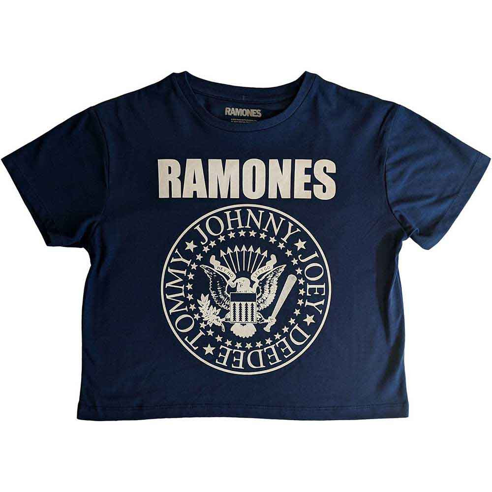 Ramones Ladies Crop Top: Presidential Seal (Denim Blue)