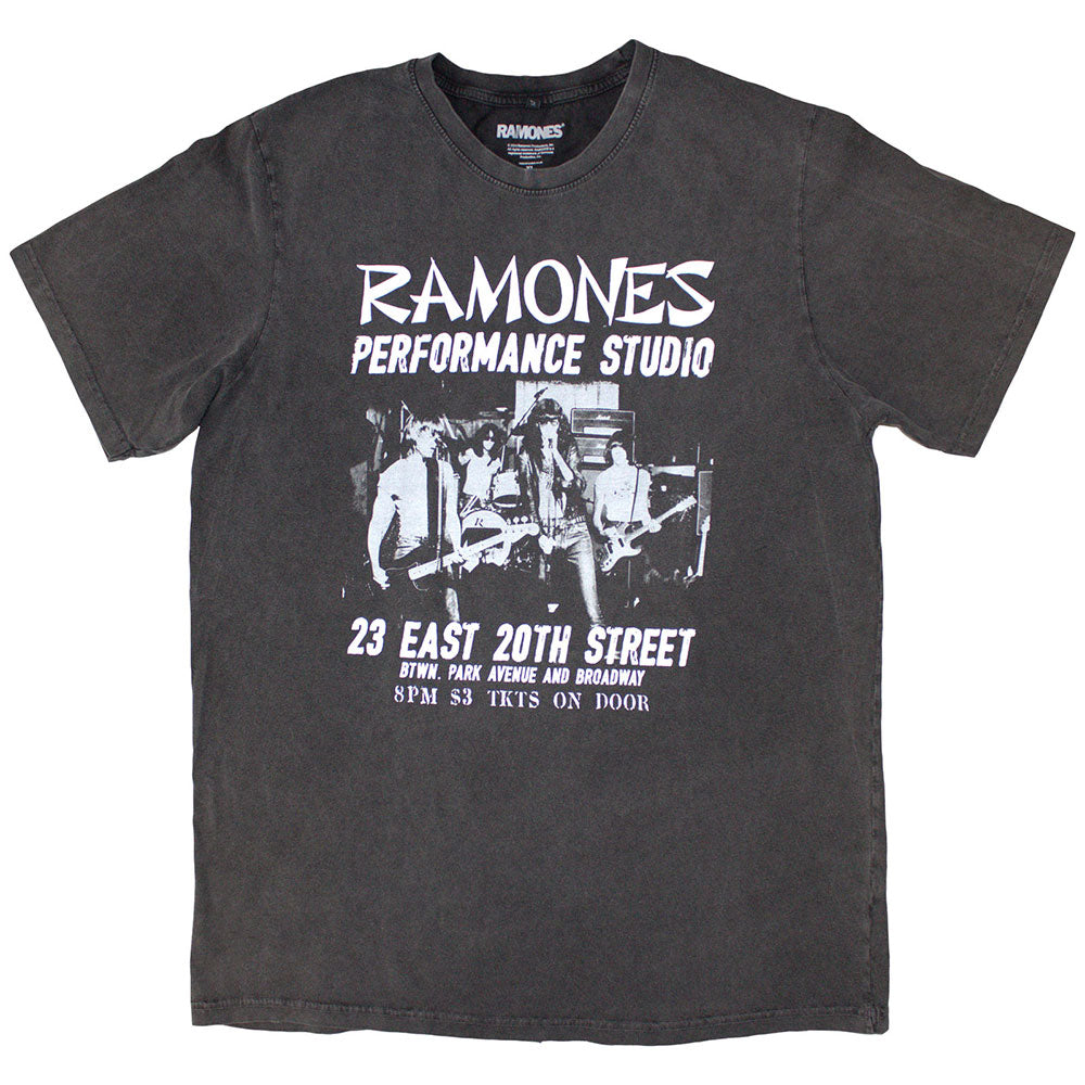 Ramones Unisex Stone Wash T-Shirt: East Village (Charcoal Grey)