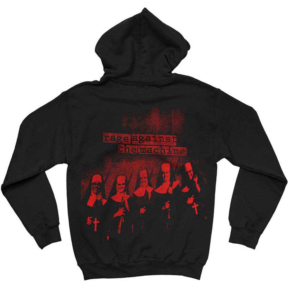 Rage Against The Machine Unisex Pullover Hoodie: Nuns (Black) (Back Print) 