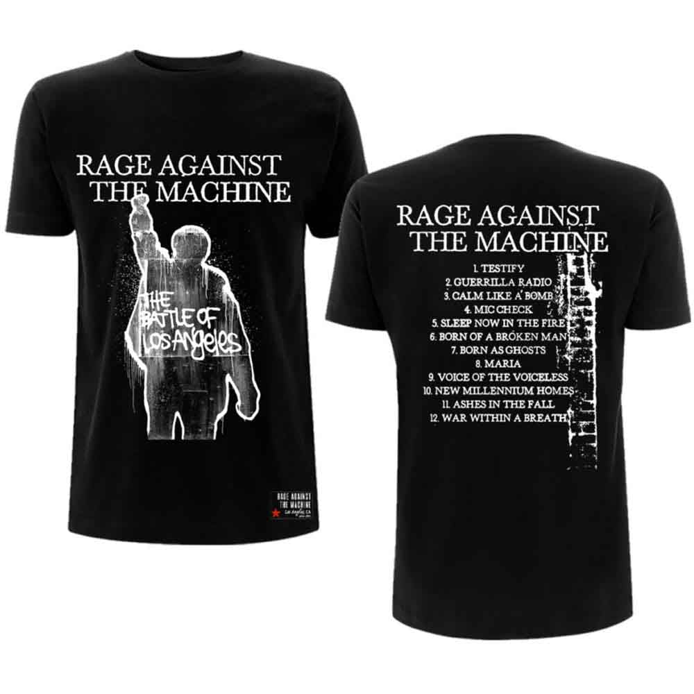 Rage Against The Machine Unisex T-Shirt: BOLA Album Cover (Black) (Back Print) 