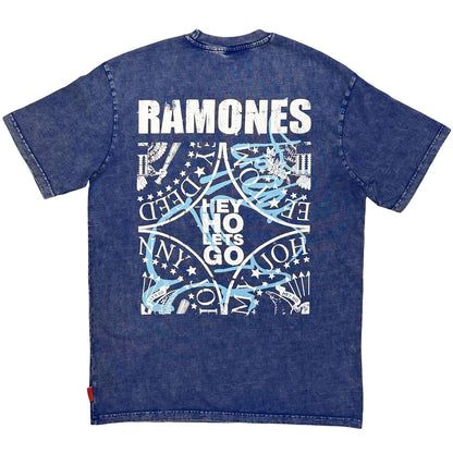 Ramones Unisex Unplugged T-Shirt: Presidential Seal Wash (Blue) (Back Print)
