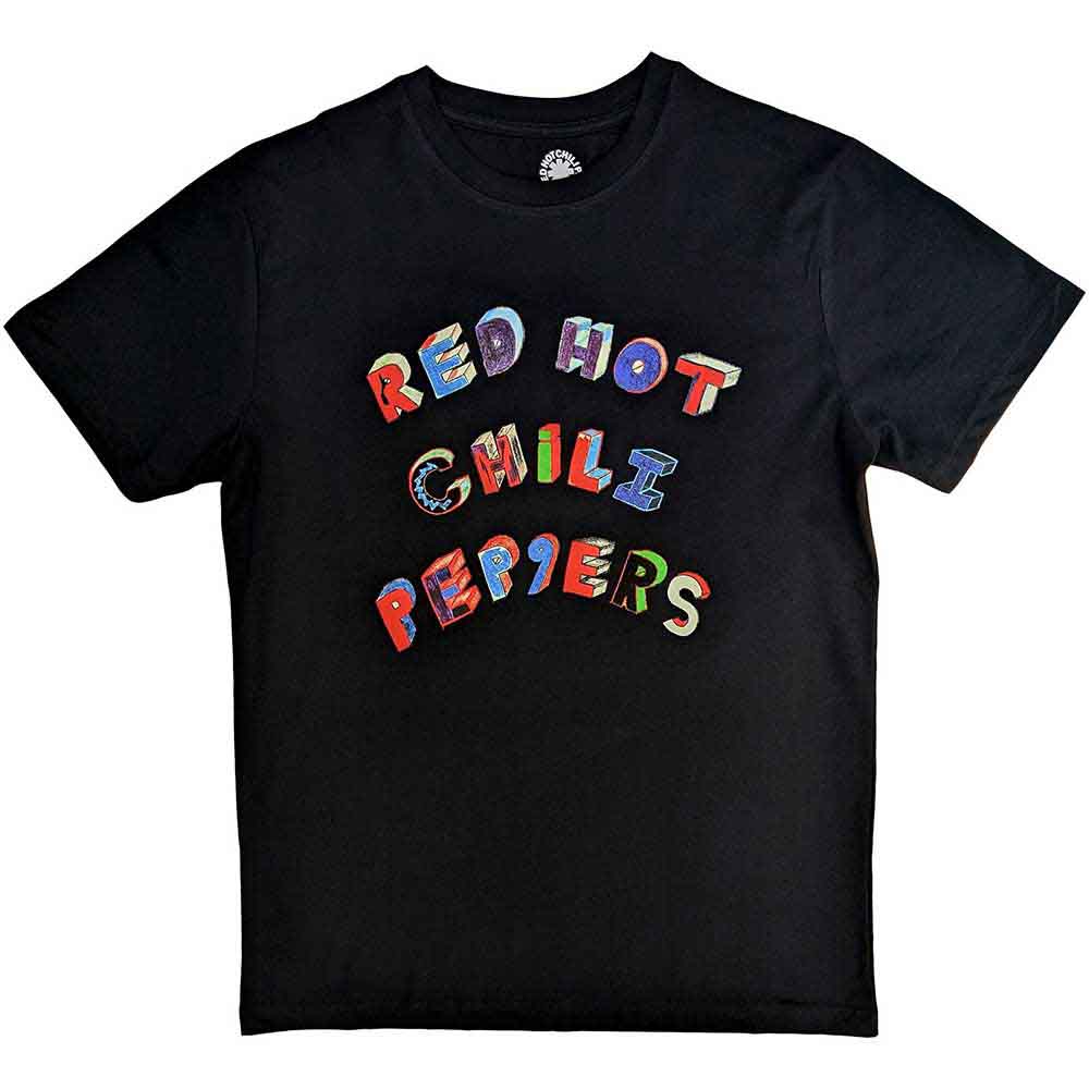 Red Hot Chili Peppers Unisex T-Shirt: Colourful Letters (Black)