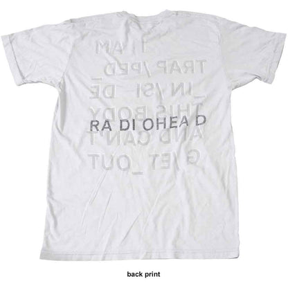 Radiohead Unisex T-Shirt: Trapped (White) (Back Print)