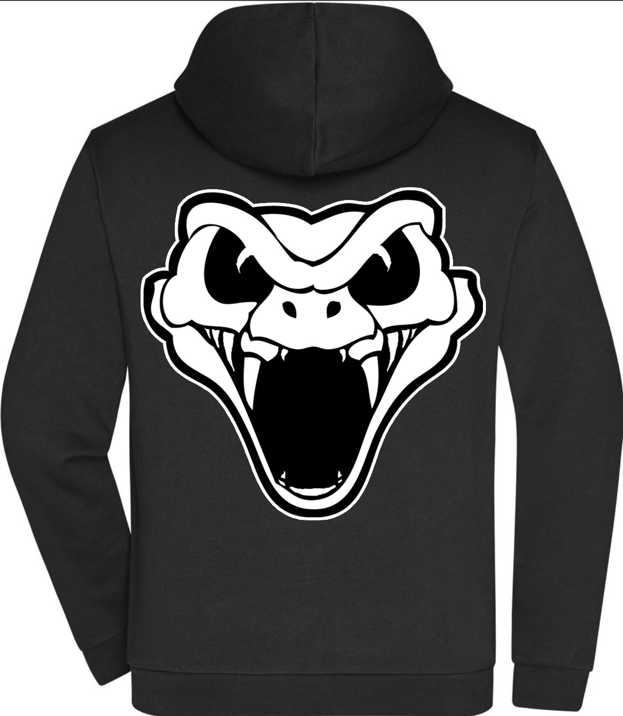 RATTLESNAKE Unisex Zipped Hoodie: Pocket Print (Black) (Back Print)