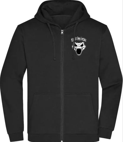RATTLESNAKE Unisex Zipped Hoodie: Pocket Print (Black) (Back Print)
