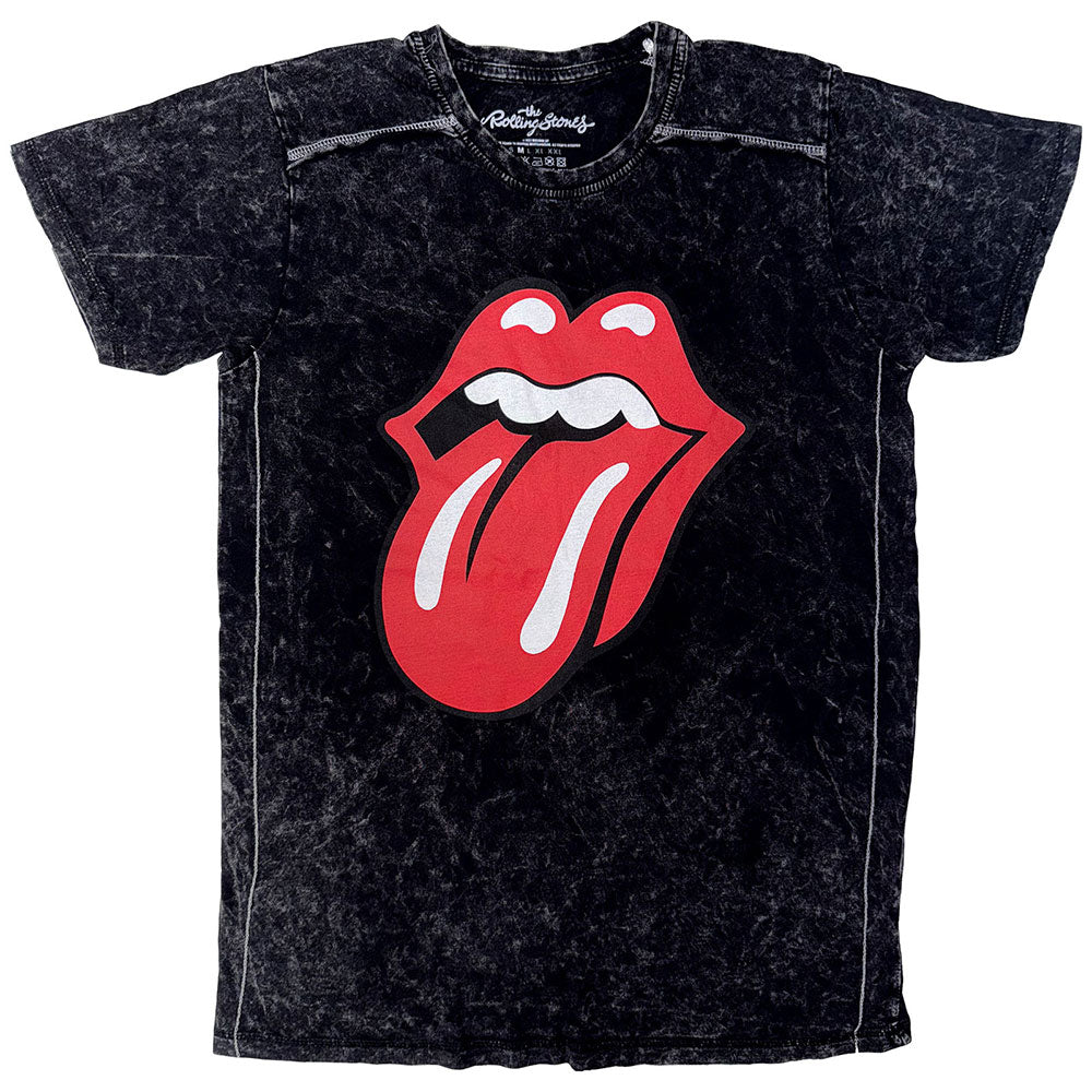 The Rolling Stones Unisex T-Shirt: Classic Tongue (Black) (Wash Collection)