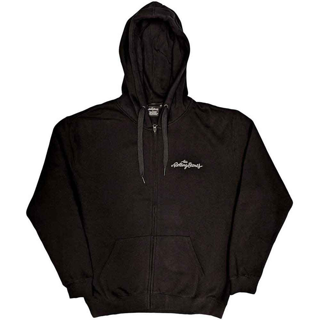 The Rolling Stones Unisex Zipped Hoodie: Logo &amp; Tongue (Black) (Back Print)