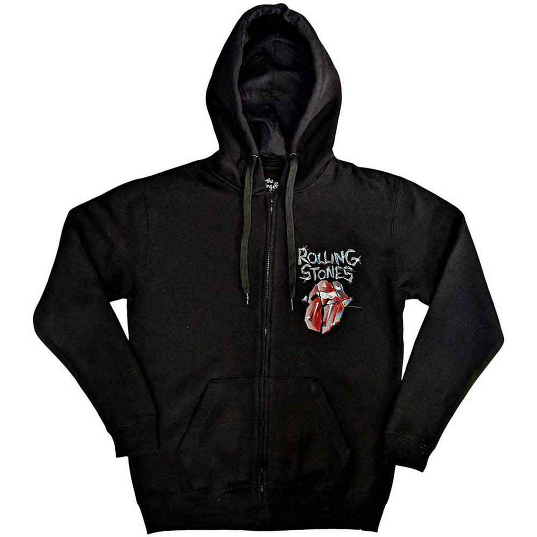 The Rolling Stones Unisex Zipped Hoodie: Hackney Diamonds Tracklist (Black) (Back Print)