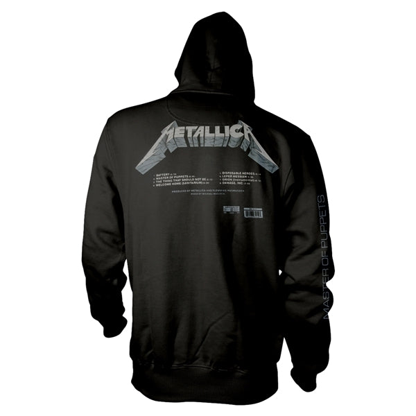 Metallica Unisex Pullover Hoodie: Master Of Puppets Tracks (Black) (Back Print)