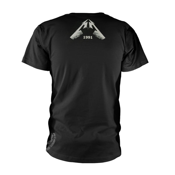 Metallica Unisex T-Shirt: Black Album Faded All Over (Black) (Back Print)