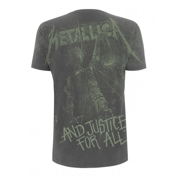 Metallica Unisex T-Shirt: And Justice For All Neon (All Over/Army Green) (Back Print)