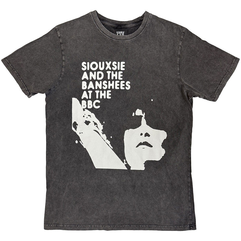 Siouxsie &amp; The Banshees Unisex Stone Wash T-Shirt: At The Bbc (Charcoal Grey)