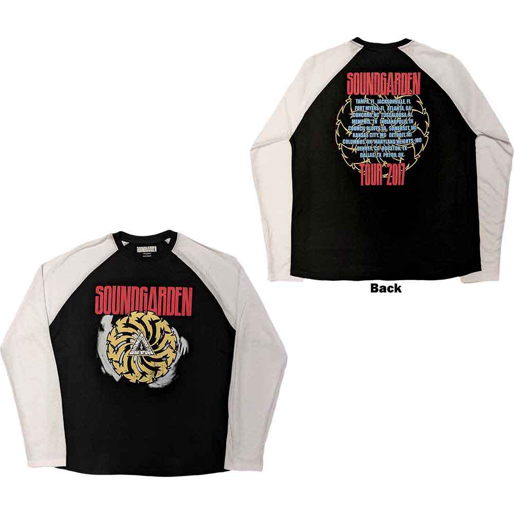 Soundgarden Unisex Raglan T-Shirt: Tour 2017 (Black &amp;amp; White) (Back Print)