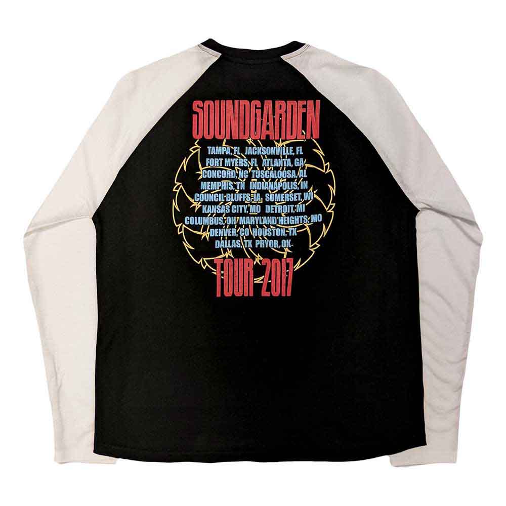 Soundgarden Unisex Raglan T-Shirt: Tour 2017 (Black &amp;amp; White) (Back Print)