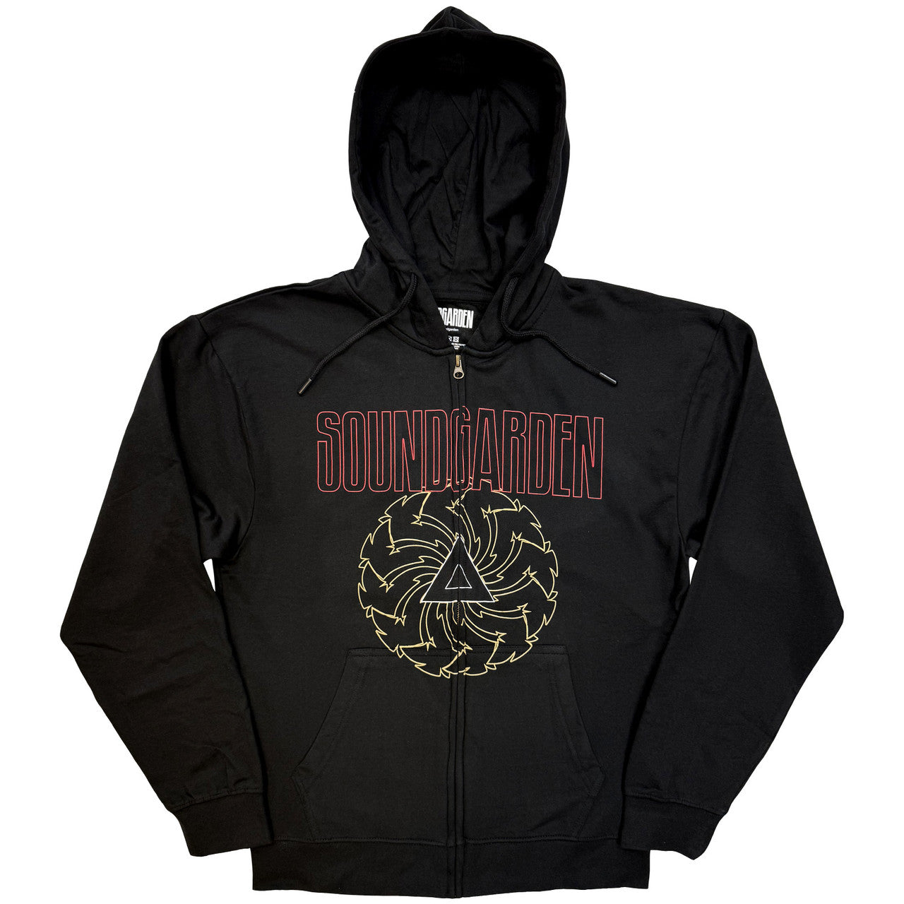 Soundgarden Unisex Zipped Hoodie: Spiral &amp; Logo (Black)