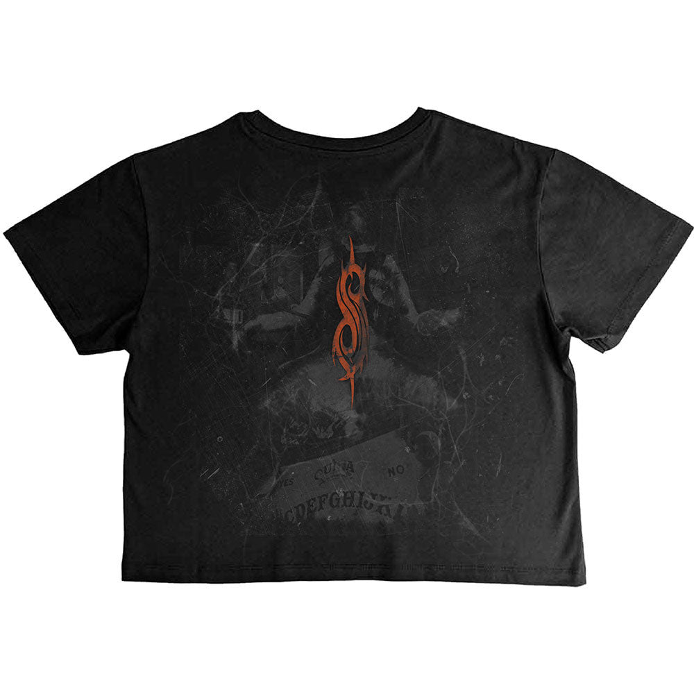 Slipknot Ladies Crop Top: Ouija Belt (Black) (Back Print)