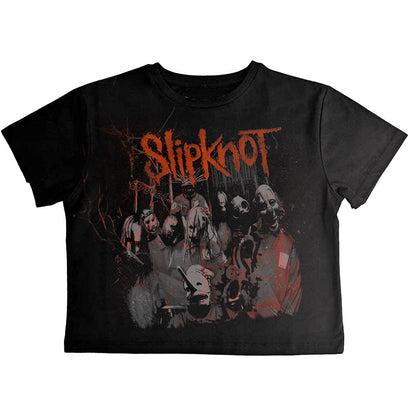 Slipknot Ladies Crop Top: Ouija Belt (Black) (Back Print)