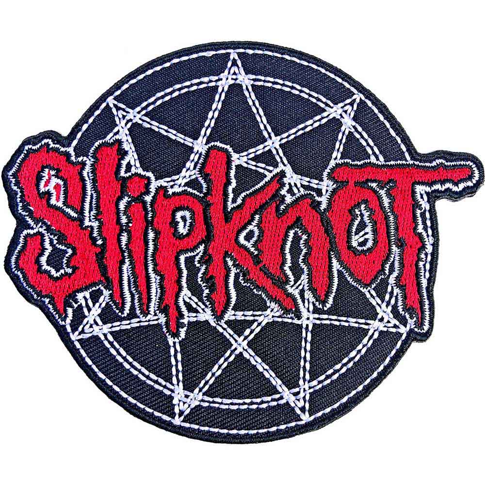 Slipknot Standard Patch: Red Logo Over Nonogram 