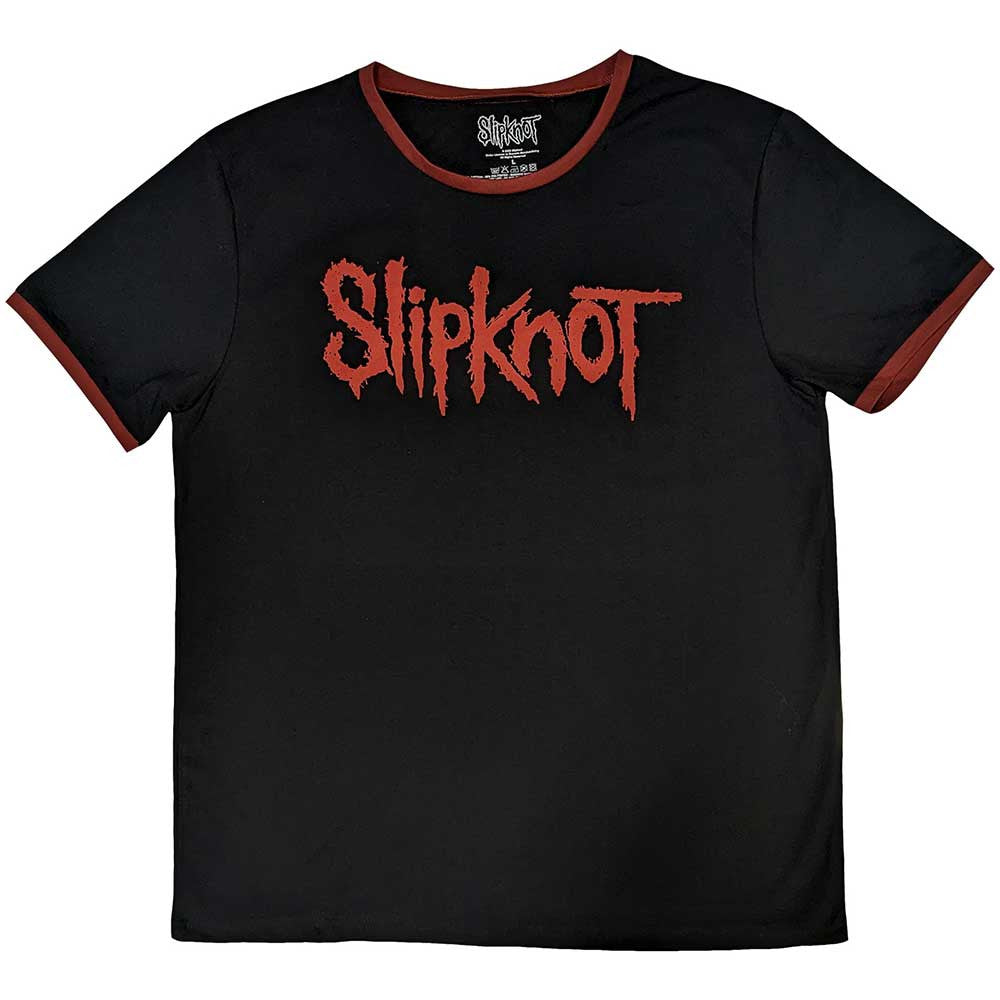 Slipknot Unisex Ringer T-Shirt: Logo (Black) (Back Print)