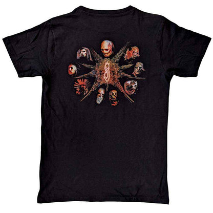 Slipknot Unisex T-Shirt: The End, So Far Pentagram Heads (Black) (Back Print)