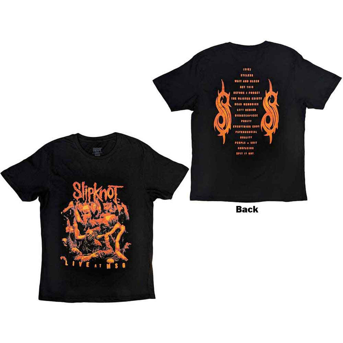 Slipknot Unisex T-Shirt: Live at MSG Orange (Black) (Back Print)