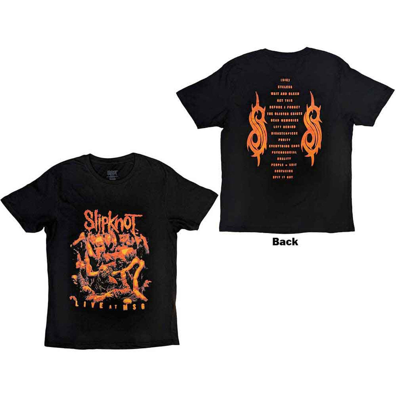 Slipknot Unisex T-Shirt: Live at MSG Orange (Black) (Back Print) 