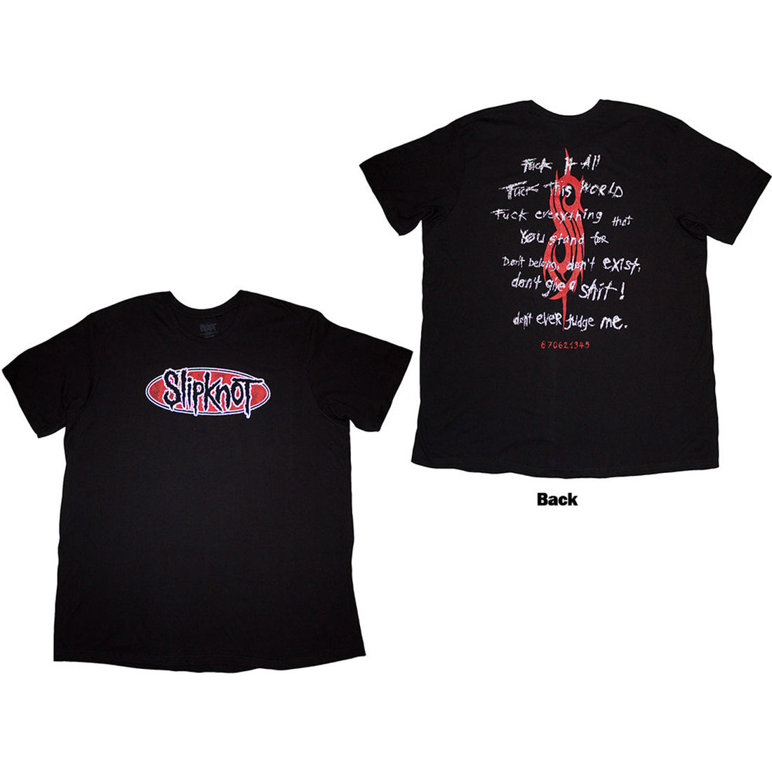 Slipknot Unisex T-Shirt: F It All (Black) (Back Print)