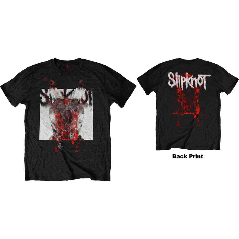 Slipknot Unisex T-Shirt: Devil Single - Logo Blur (Black) (Back Print)