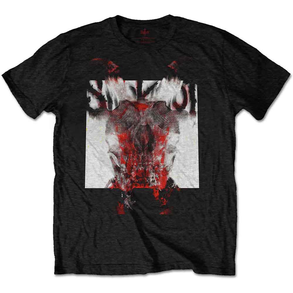 Slipknot Unisex T-Shirt: Devil Single - Logo Blur (Black) (Back Print)