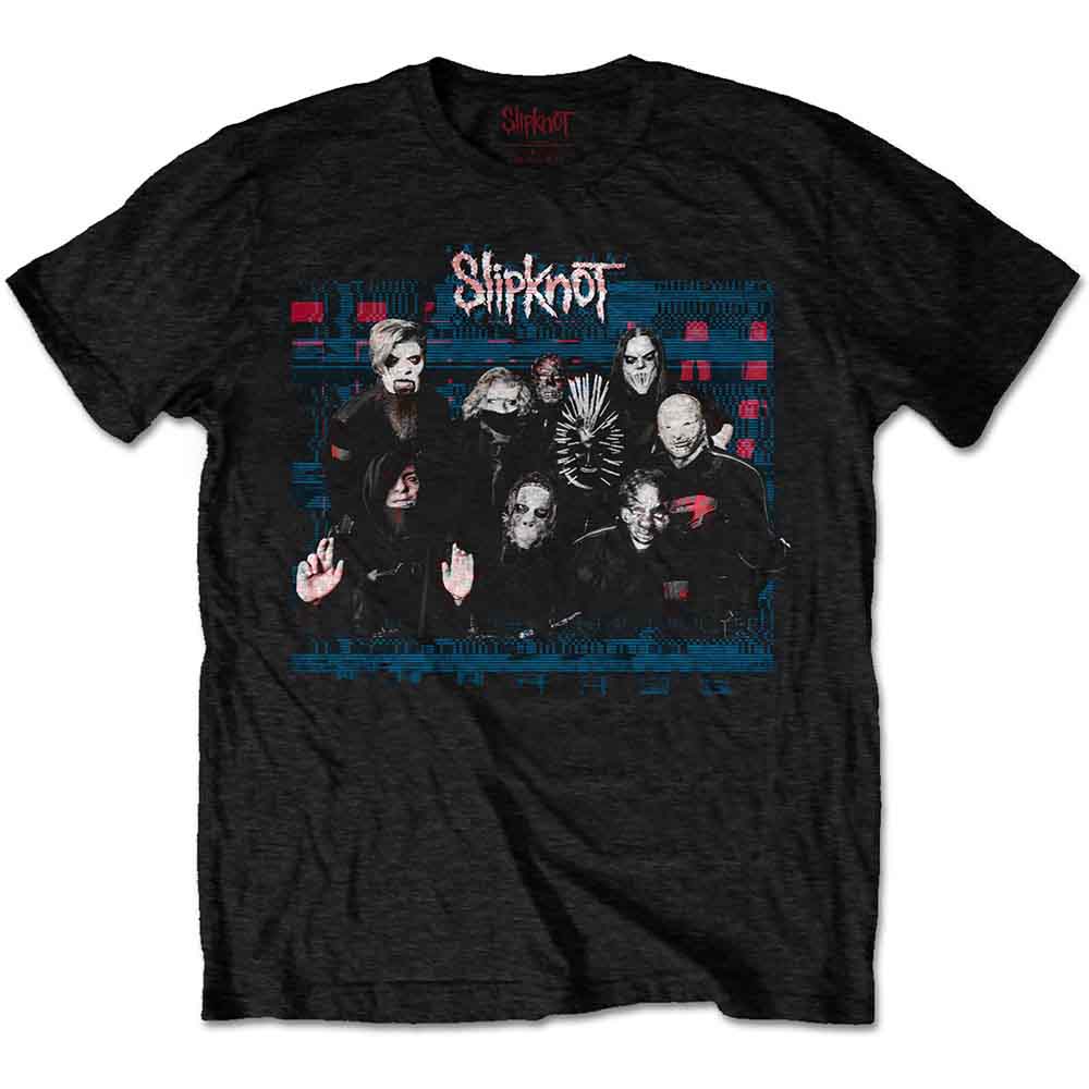 Slipknot Unisex T-Shirt: WANYK Glitch Group (Black) (Back Print)
