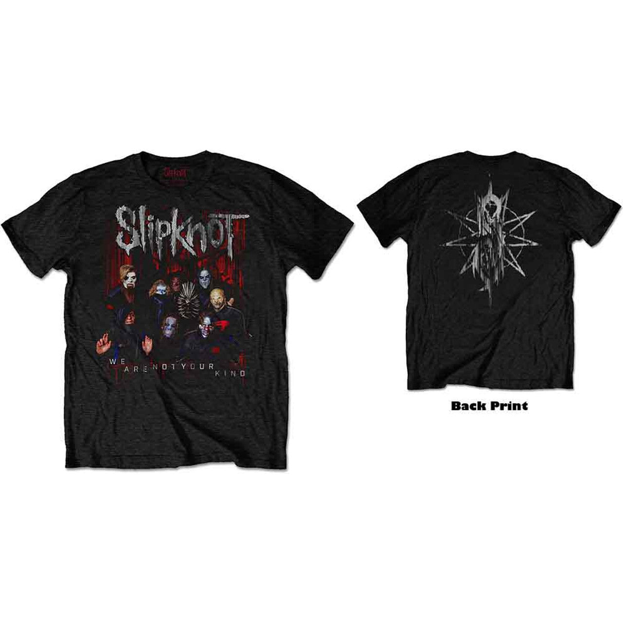 Slipknot Unisex T-Shirt: WANYK Group Photo (Black) (Back Print) 