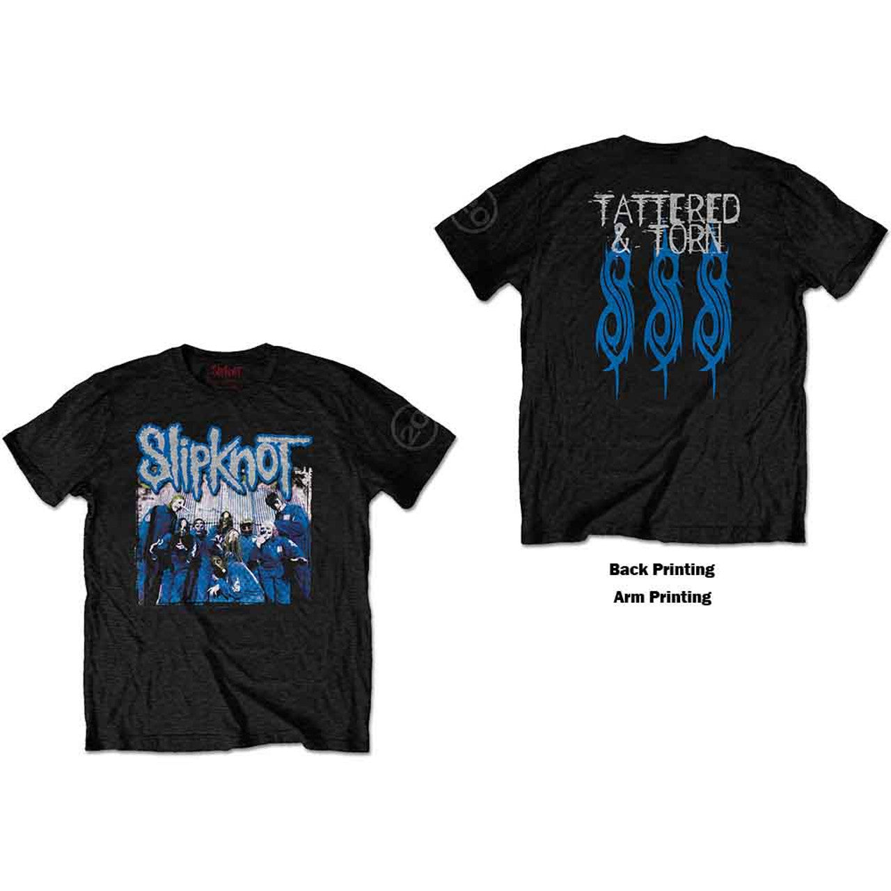 Slipknot Unisex T-Shirt: 20th Anniversary Tattered &amp;amp; Torn (Black) (Back Print) 