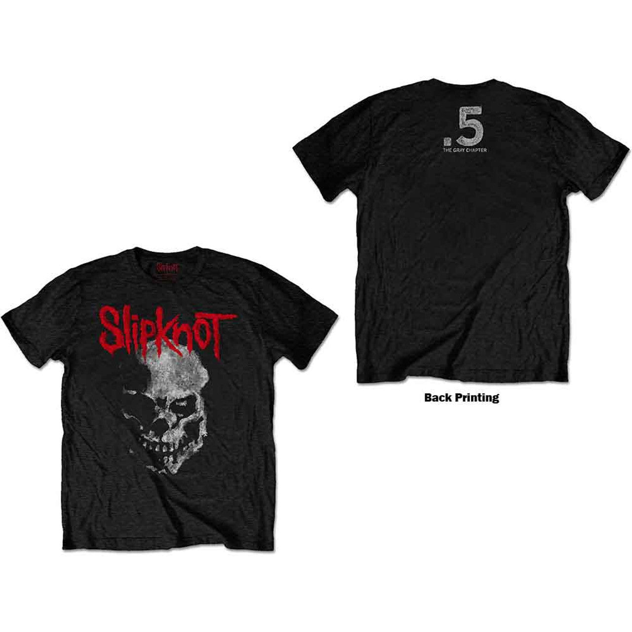 Slipknot Unisex T-Shirt: Gray Chapter Skull (Black) (Back Print) 