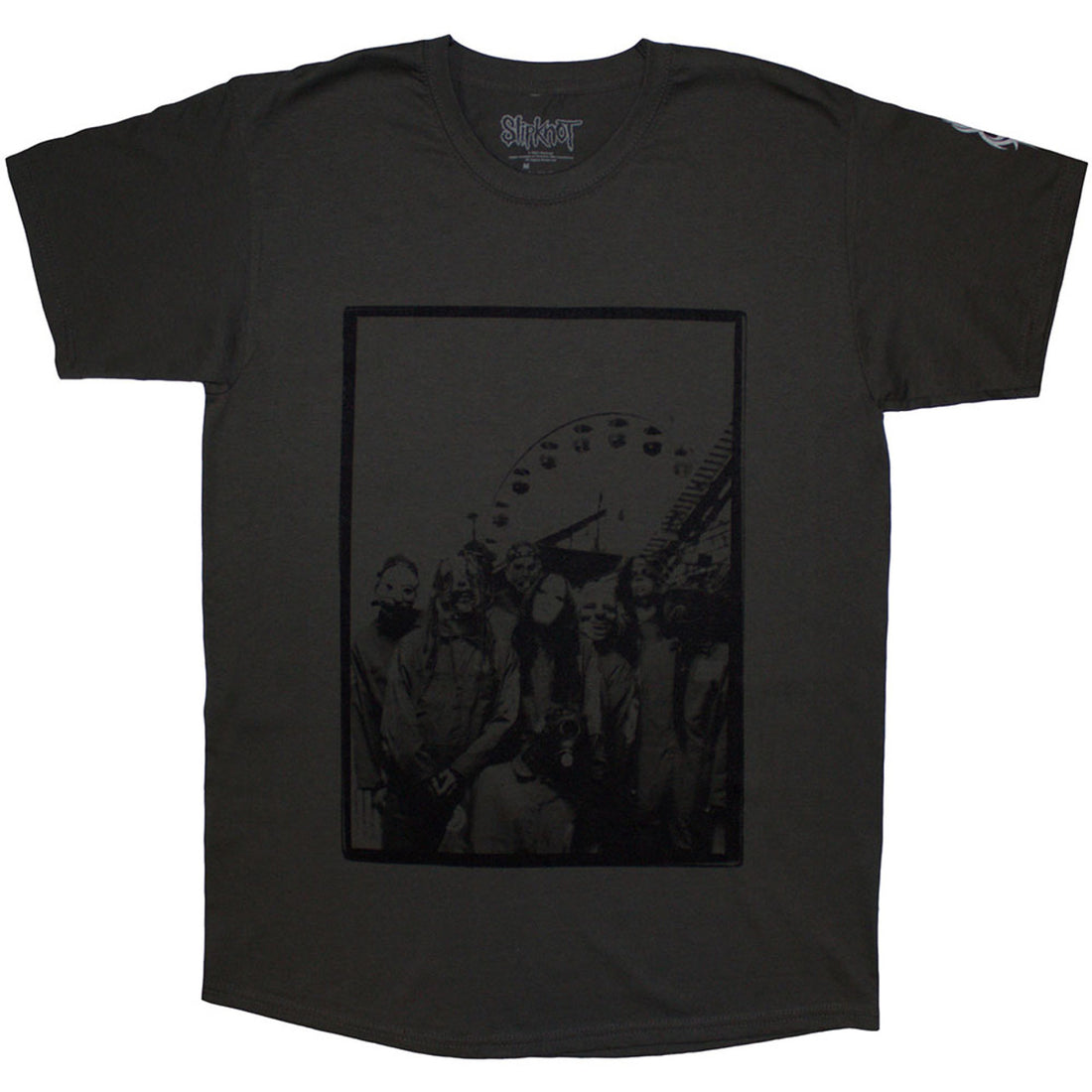 Slipknot Unisex T-Shirt: Amusement Park (Charcoal Grey) (Back Print &amp; Sleeve Print)