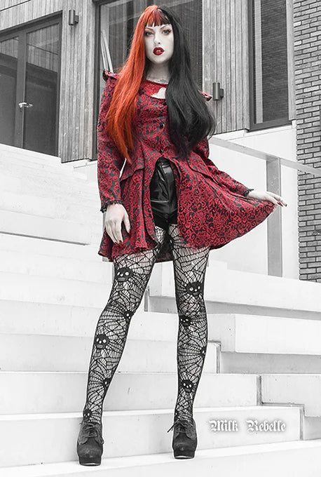Skull &amp; Web Net Tights (Black)