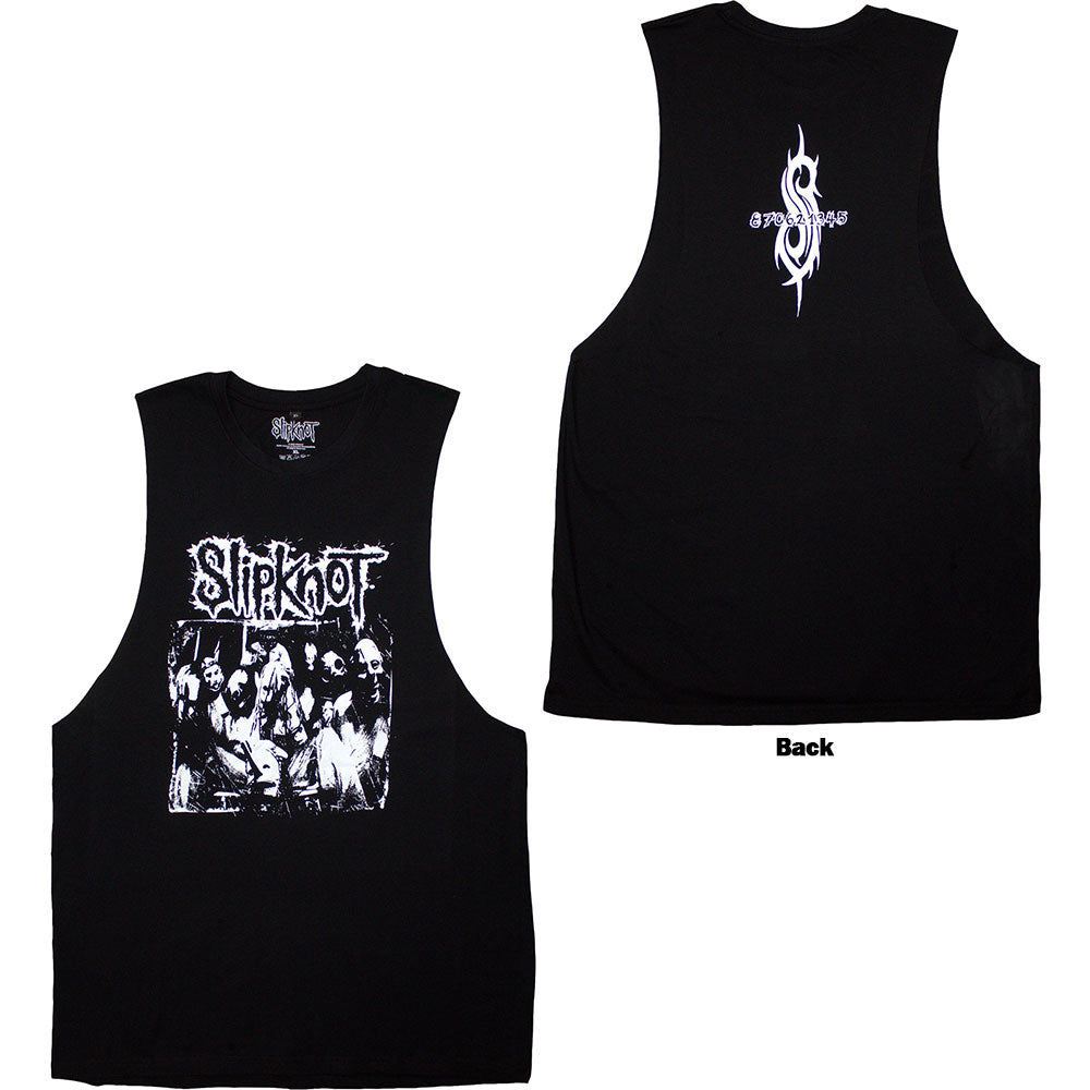 Slipknot Unisex Vest T-Shirt: Album Splatter (Black) (Back Print)
