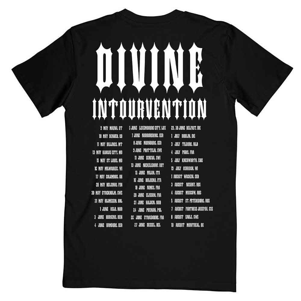 Slayer Unisex T-Shirt: Divine Intervention 2014 Dates (Black) (Back Print) 