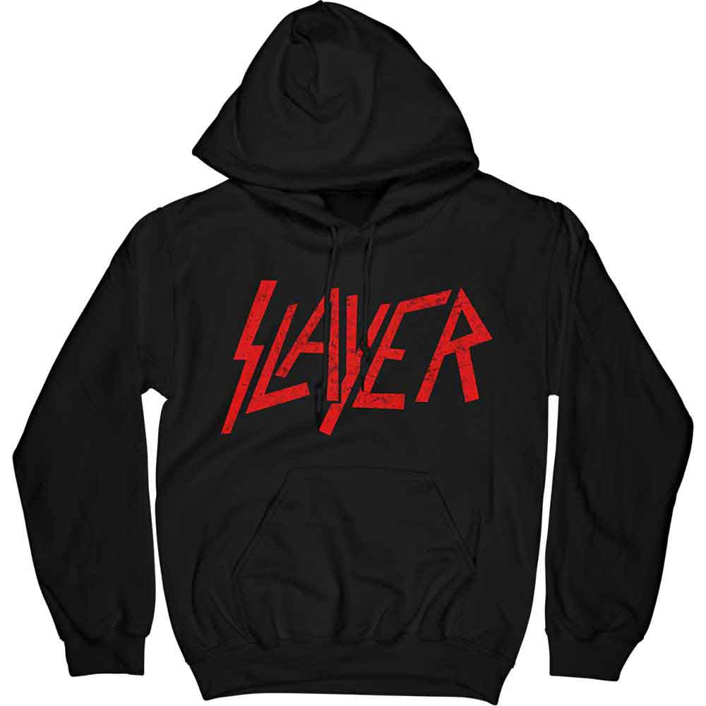 Slayer Unisex Pullover Hoodie: Distressed Logo (Black)