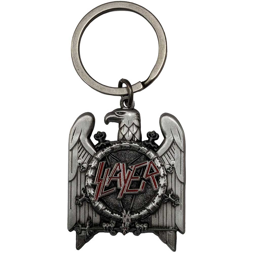 Slayer Keychain: Silver Eagle v2 (Oxidized Chrome Relief With Red Highlights) 