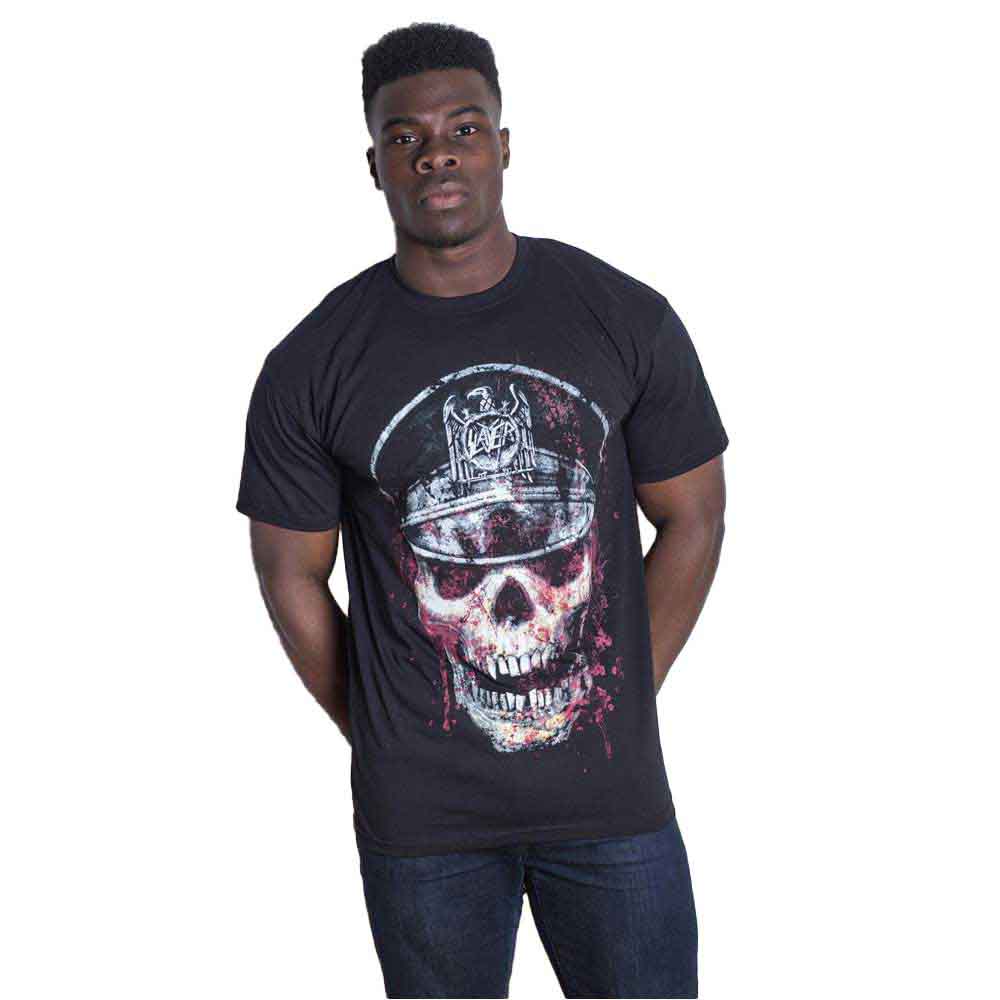 Slayer Unisex T-Shirt: Skull Hat (Black) 
