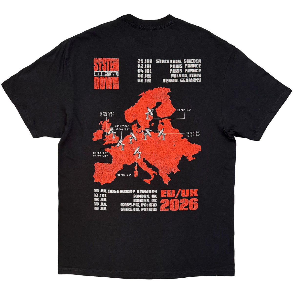 System Of A Down Unisex T-Shirt: Map Backprint Tour &