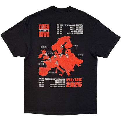 System Of A Down Unisex T-Shirt: Map Backprint Tour &