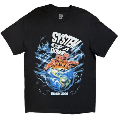 System Of A Down Unisex T-Shirt: Hand/Globe Tour &